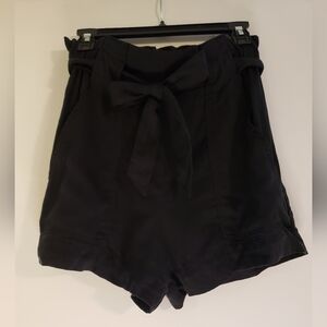 H&M Black Dressy High Waisted Paperbag Shorts With Tie